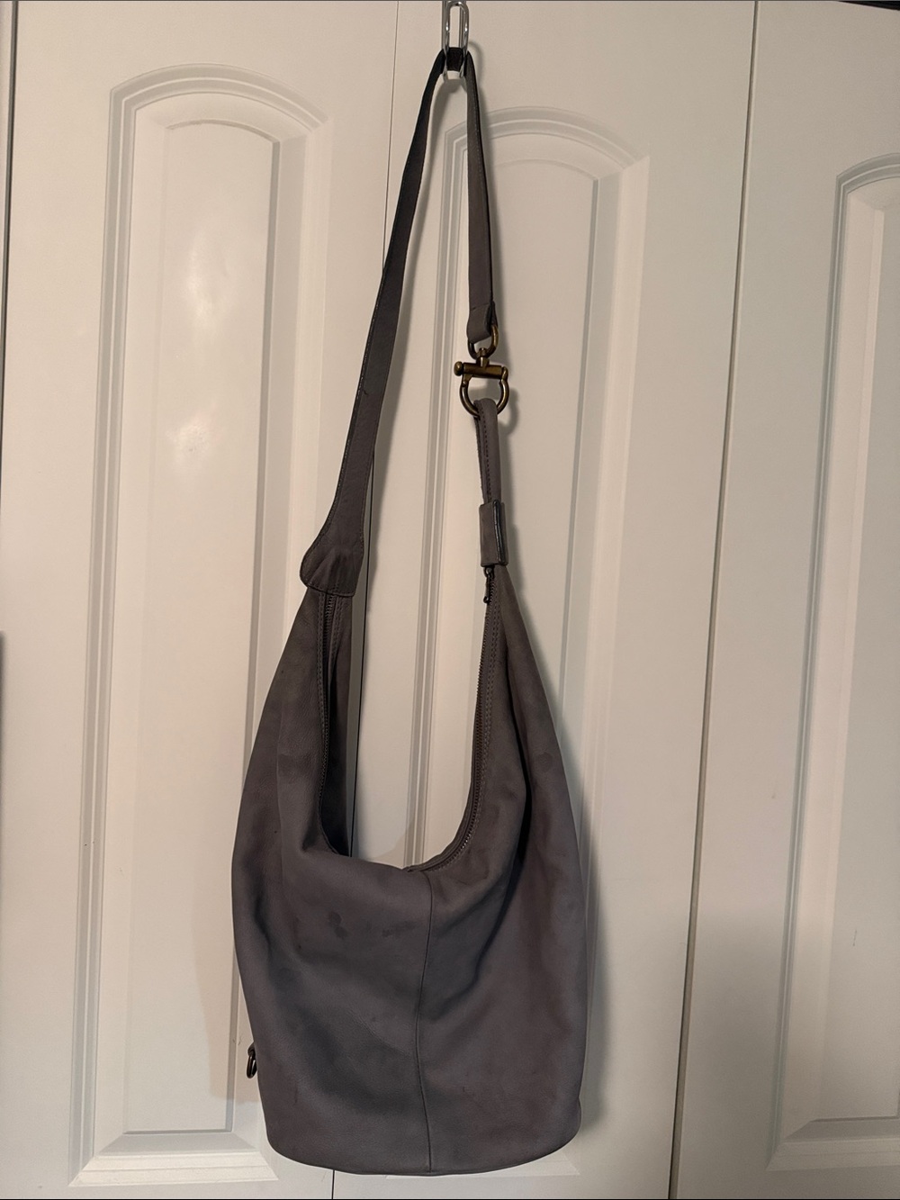 Women's Gray Leather Hobo Shoulder Bag - Sundance Catalog